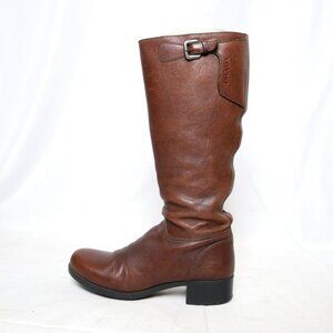 Prada Brown Leather Moto Biker Riding Boots